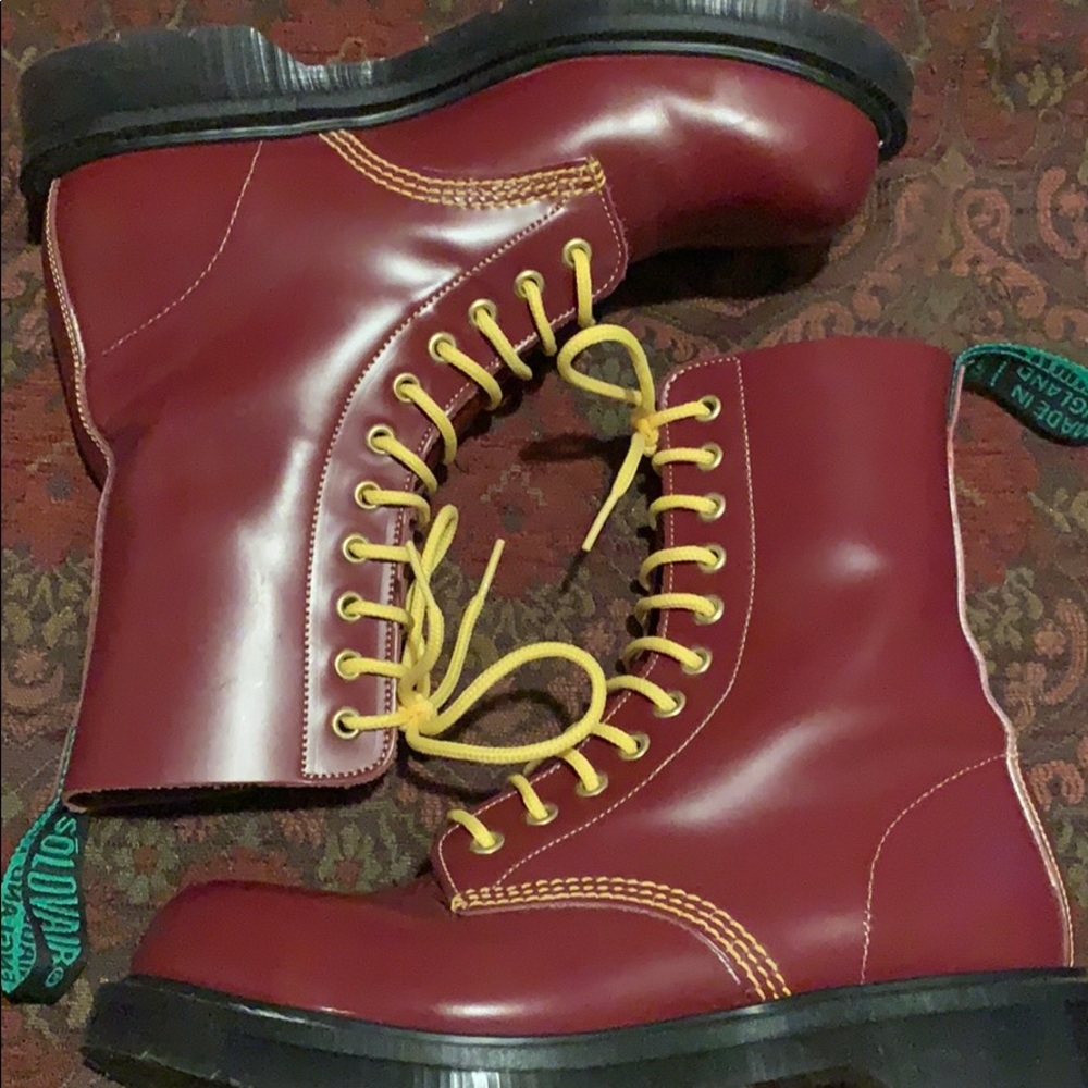 Solovair MIE steel-toe cherry red boots RARE - Picture 7 of 8